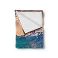 thumbnail image 2 of Mountain Soft Flannel Fleece Throw Blanket, Summer Morning of Grossglockner High Alpine Road Austrian Dramatic Sunset, Cozy Plush for Indoor and Outdoor Use, 50" x 60", Coral Teal Green, by Ambesonne, 2 of 5