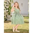 thumbnail image 5 of IBTOM CASTLE Toddler Girls Butterfly Birthday Dress Ruffle Tulle Flower Girl Wedding Pageant Formal Party Dress Floral Shiny Butterfly for Photo Shoot 3-4T Green, 5 of 7