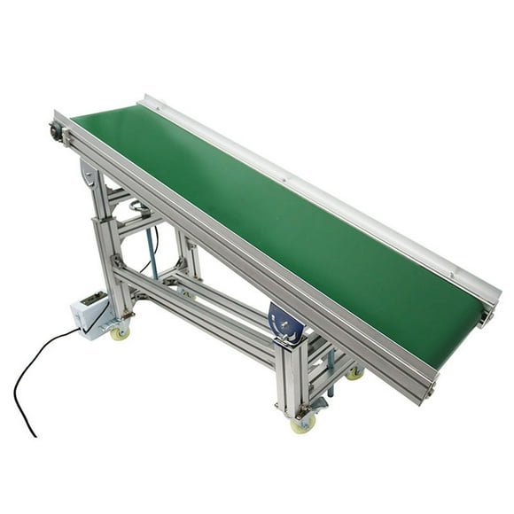 PreAsion PVC Inclined Wall Conveyor Belt 110V Electric Conveyor Platform PVC Flat Conveyor Belt Systems 110V 59"*11.8" Green