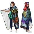 thumbnail image 2 of Wearable Blanket,Multicolor Butterfly Group Pattern Hooded Wearable Flannel Blanket for Adults & Teens,Winter Poncho Shawl Wrap Cape Cozy Anti-Pill,60"x80", 2 of 5