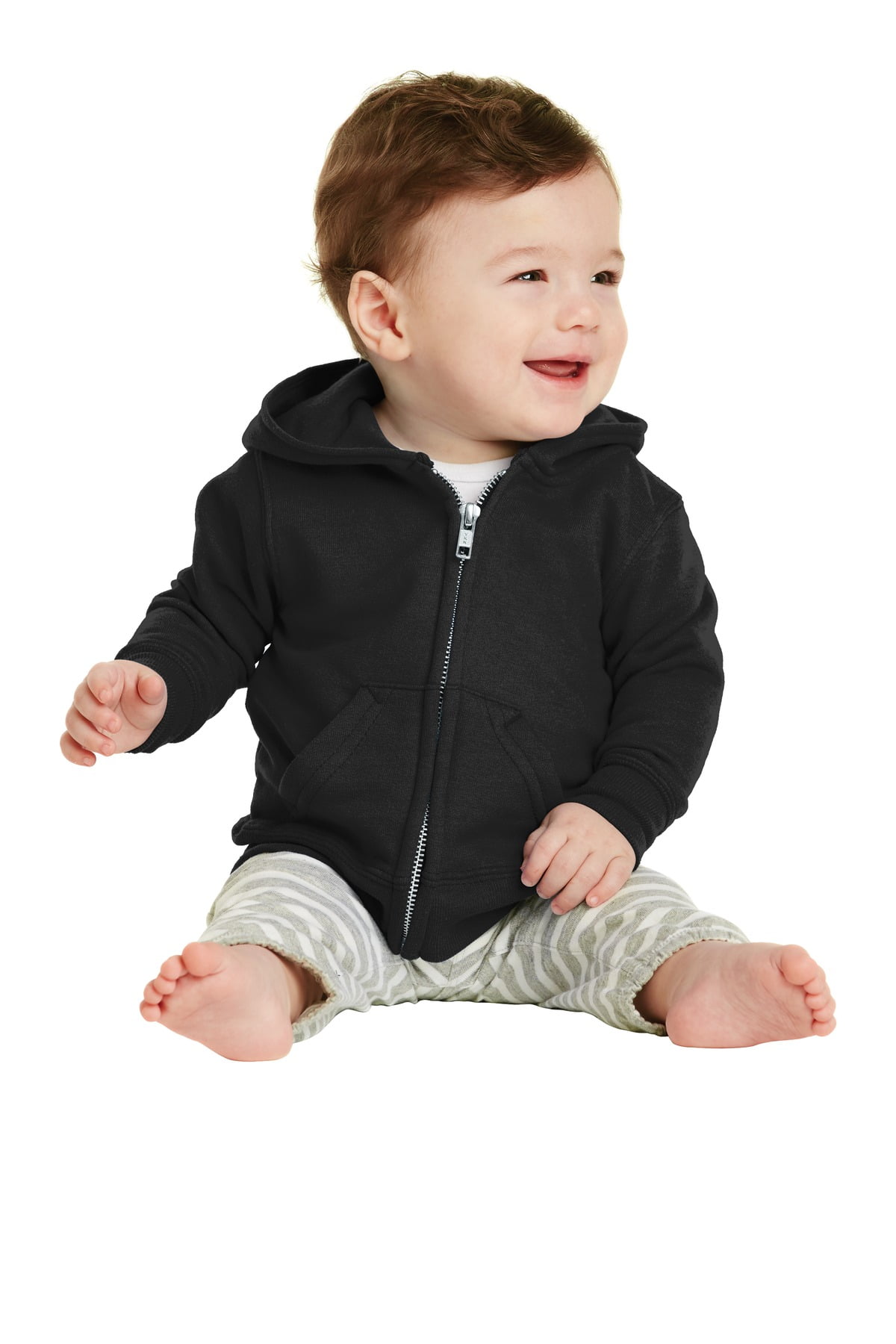 Precious Cargo Infant Full-Zip Hooded Sweatshirt - Jet Black, 7.8 Oz Fleece