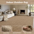 thumbnail image 3 of SIXHOME Outdoor Rugs 9'x12' Patio Rug Modern Indoor Outdoor Rugs Polypropylene Washable Non Shedding, Easy Clean, Waterproof, Durable Outdoor Carpet for Porch Balcony Deck Neutral Brown, 3 of 8
