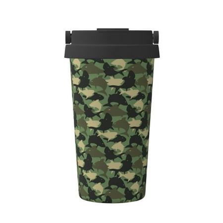 

Salouo Camouflage Shark Print Coffee Travel Mug Spill Proof with Lid-Stainless Steel Vacuum Insulated Tumbler - Thermos Cup for Keep Hot/Ice Coffee Tea and Beer