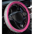 thumbnail image 3 of UBIUO Diamond Leather Steering Wheel Cover Universal Fit 15 Inch, with Bling Bling Crystal Rhinestones, for SUVS,Vans,Trucks Steering Wheel (Pink and, 3 of 4
