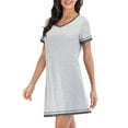 thumbnail image 4 of Camisas de noche Manga corta Cuello en V Bloqueo de color Pijamas cómodos e informales para mujer Estampado claro Gris XL, 4 of 6