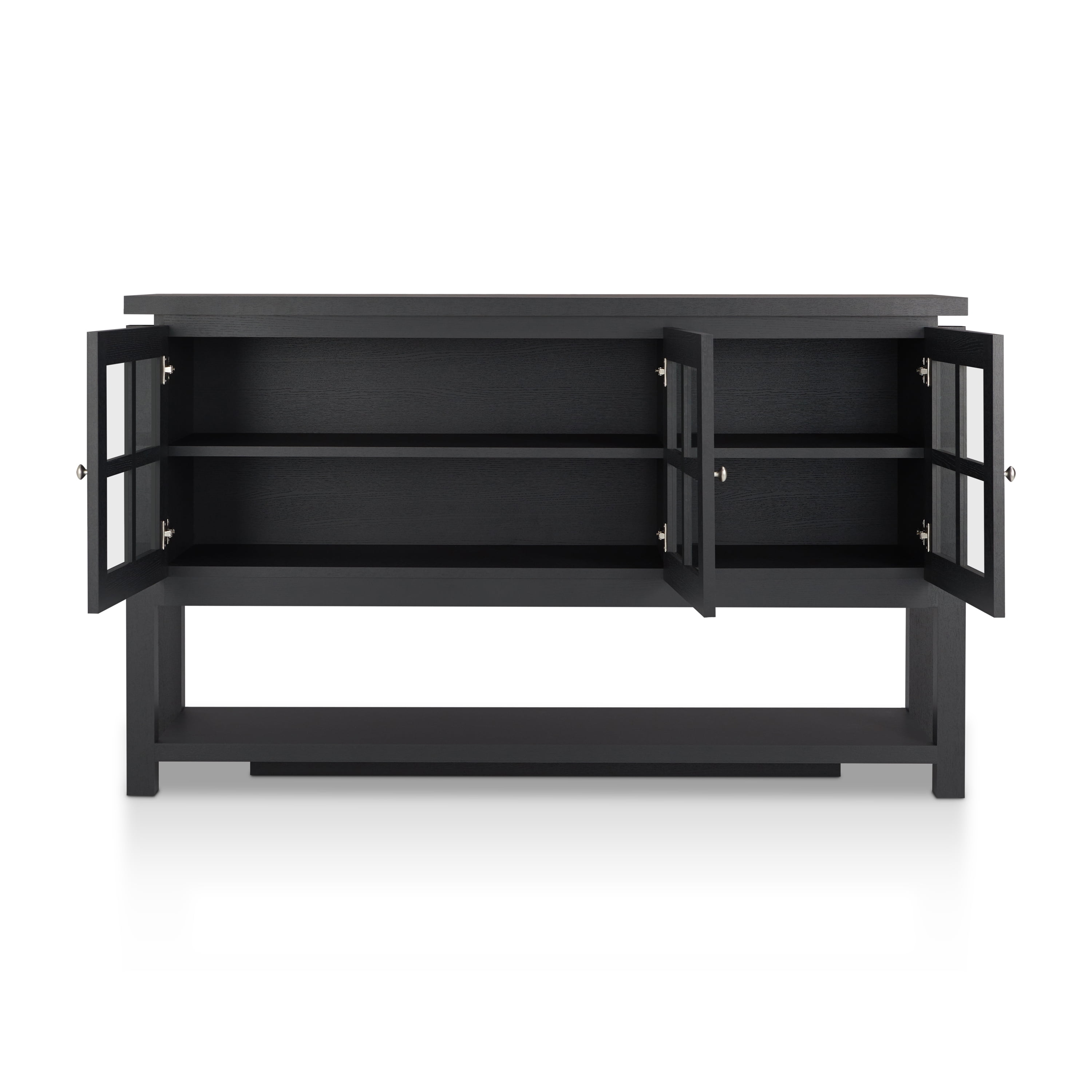 Furniture of America Chico 59" Transitional Wood Veneer Multi-Storage Sideboard Buffet, Black