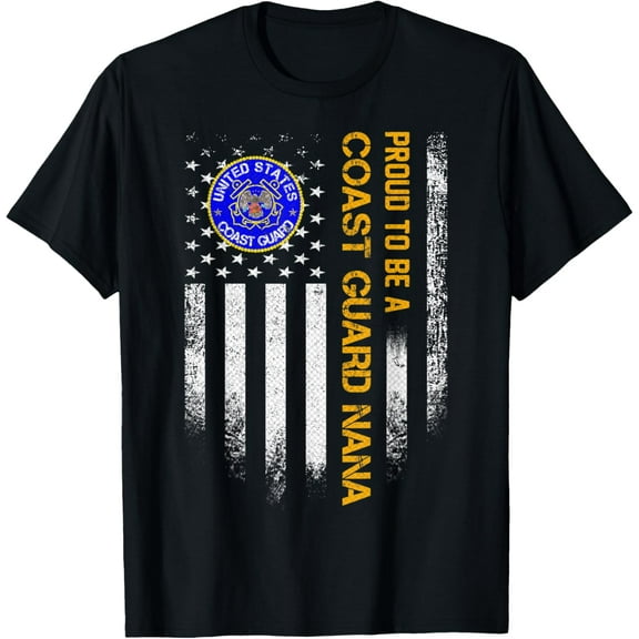 Vintage USA American Flag Proud To Be A US Coast Guard Nana T-Shirt for Women Men Tee