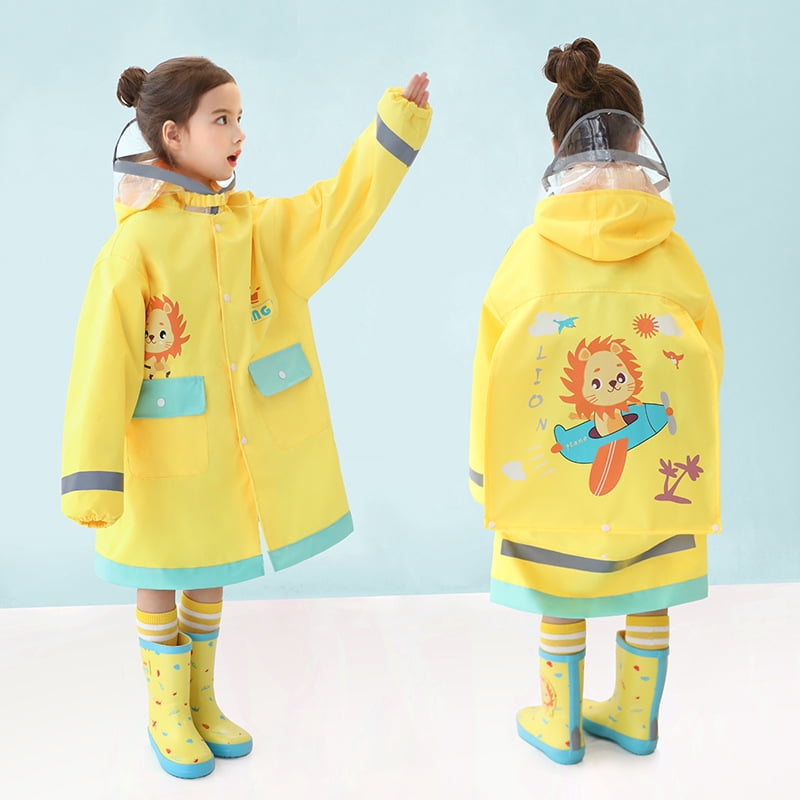Kids Raincoats for Girls Boys Waterproof Rain Jacket Cartoon Toddler