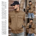 thumbnail image 3 of YUCOLEN Men's Winter Thick Fleece Lined Warm Jacket Casual Trucker Work Coat with Multi Pockets Zip Khaki L, 3 of 6