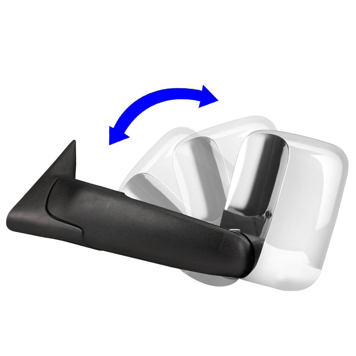 DNA MOTORING TWM-011-T222-CH Pair Chrome Cover Manual Flip Up Towing Mirror Replacement Chrome//Black
