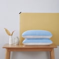 thumbnail image 3 of Funda de almohada de tela cepillada con bordes, 2 uds., funda de almohada hipoalergénica a prueba de polvo, azul, blanco, 51x102cm, 3 of 8
