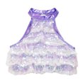 thumbnail image 4 of Xnihocha Sequin Crop Top for Girls Metallic Shiny Sleeveless Halter Hip Hop Jazz Latin Dance Costume Lavender 16, 4 of 6