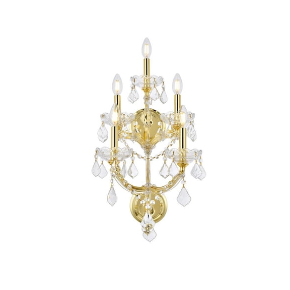 Maria Theresa 5 light Gold Wall Sconce Clear Royal Cut Crystal