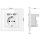 thumbnail image 4 of Eu Plug Power Socket Wall Electrical Outlets 230V 16A + 2 USB Chargers 5V 2.1A Glass Panel White German Socket, 4 of 5