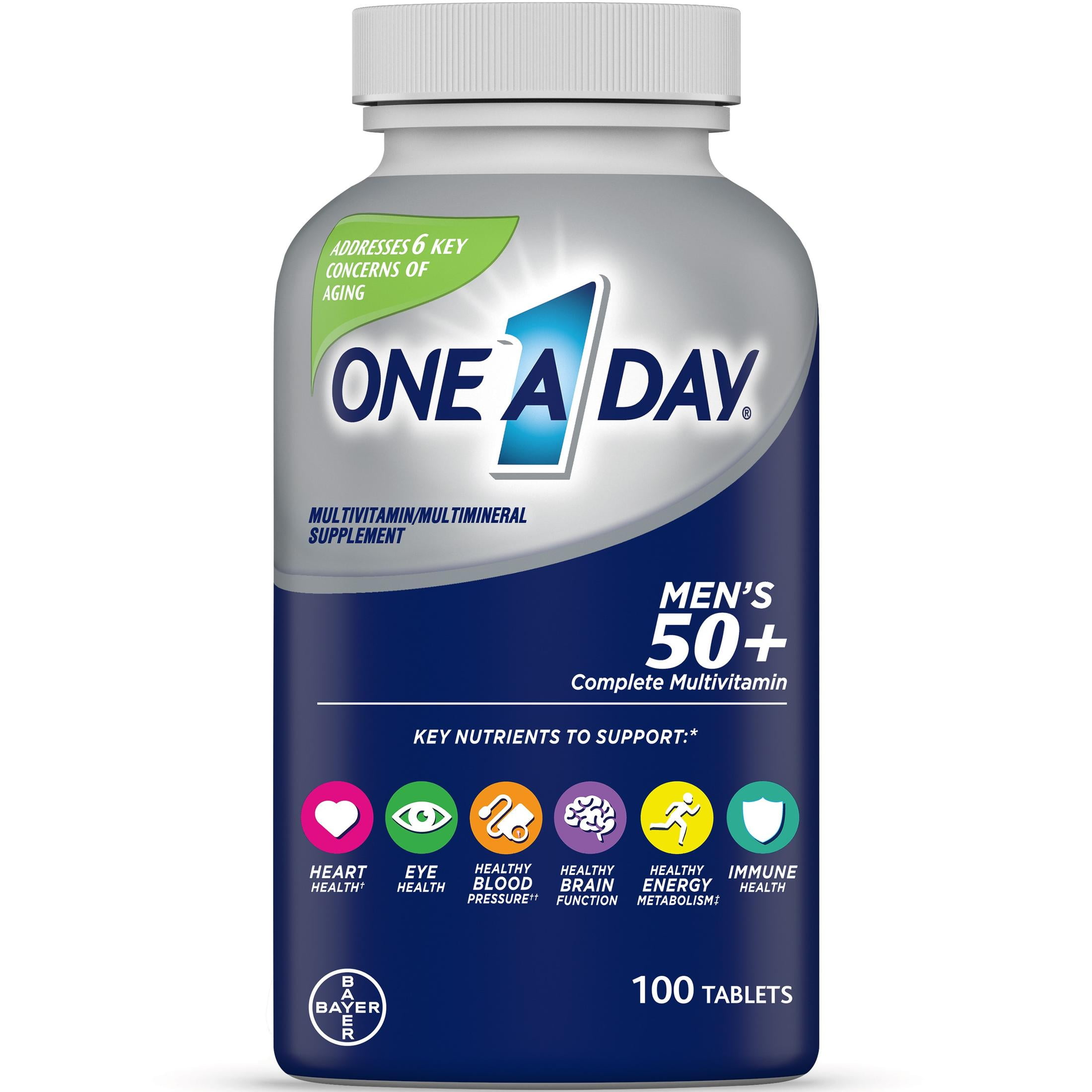 One A Day Men's 50+ Multivitamin Tablets, Multivitamins for Men, for Immune Health Support 100 Count