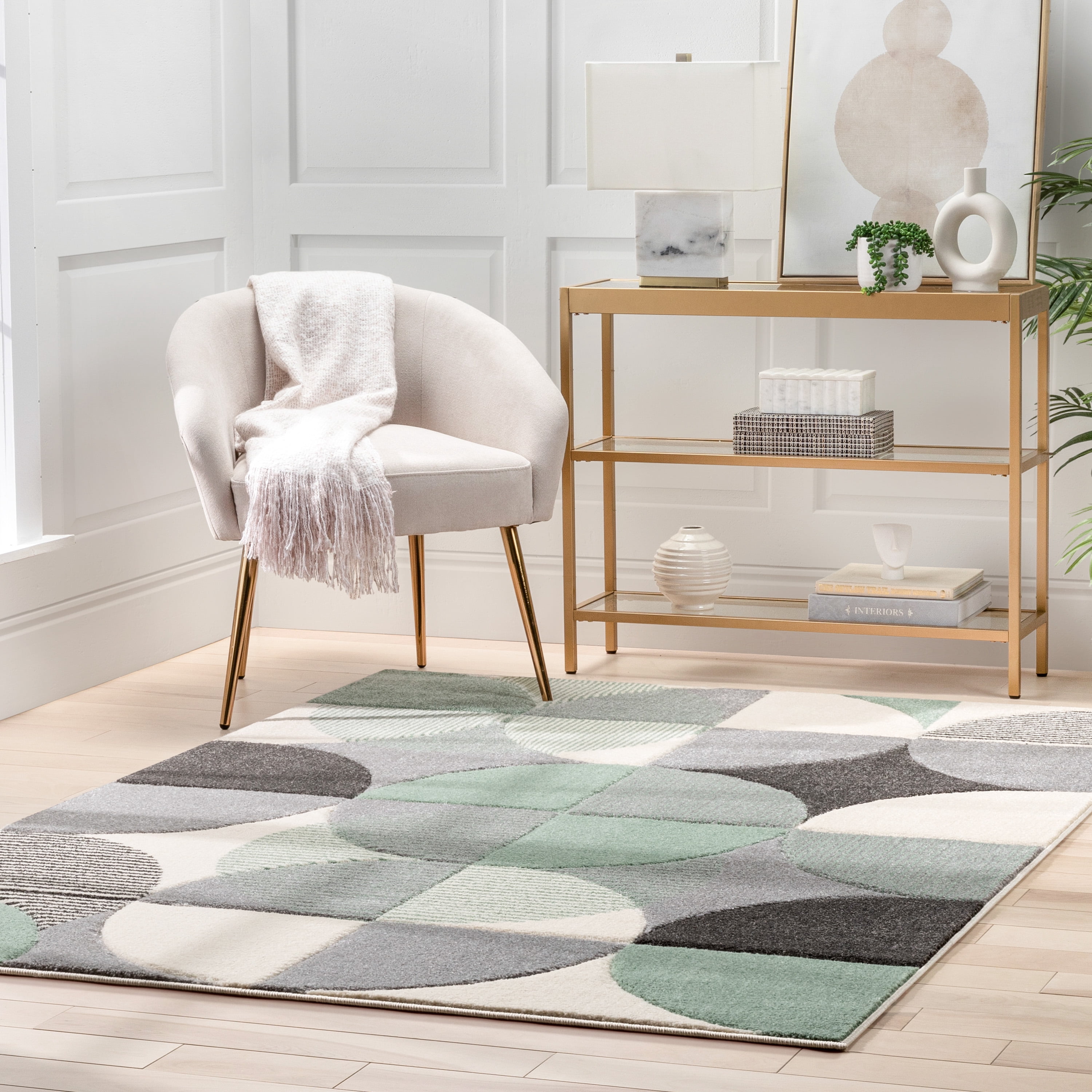 Well Woven Astrid Geometric Area Rug, 5.25' x 7.25', Dramatic High-Low Pattern, Easily Matchable Color Palette, Wood Floor Safe Backing