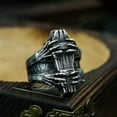 thumbnail image 2 of K-KED Vintage Personalized Men's Handmade Old Coffin Skull Finger Rings Size 7-15-7-Polishing Silver, 2 of 6