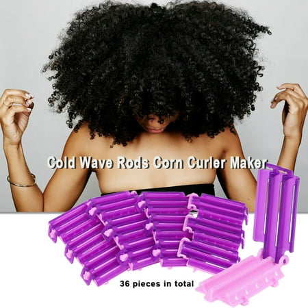 36 Pieces Cold Wave Rods Corn Curler Maker Hairdressing Clip Hair Styling DIY Tool Salon Travel Home (Best Curling Rod For Waves)