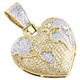 thumbnail image 4 of 10K Yellow Gold Round Diamond Heart World Map Globe Pendant 1.35" Charm 3/4 CT., 4 of 5