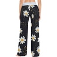 thumbnail image 7 of Women's White Daisy Black Pajama Pants, Casual Pajama Bottoms Lounge Pants Wide Leg, 7 of 7