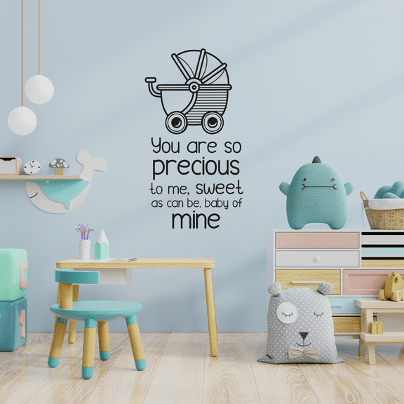 Precious To Me Stroller Newborn Baby Babies Quote Wall Sticker Art Decals for Girls Boys Room Bedroom Nursery Kindergarten House Fun Home Decor Stickers Wall Art Vinyl Decoration Size (30x27 inch)