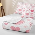 thumbnail image 4 of spefrowx Cute Cartoon Bow Twin Quilt Set for Girls Boys, Pink Love Heart Print Twin Coverlet Set, 2pcs, 4 of 7