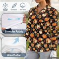 thumbnail image 6 of Jeiento Women's Autumn Pumpkin Leaf Golf Shirts, V Neck Fall Outdoor Tops, Long Sleeve Moisture Wicking Breathable Top for Workout, Tennis and Hiking, 6 of 7