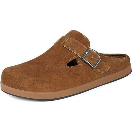 

SHYYY 2024 Clogs for Women Suede Soft Leather Clogs Classic Cork Clog Antislip Slippers Waterproof Mules House Sandals Buckle