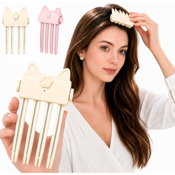 Cat Paw Heating Comb,2027 New Root Volumizing Heating Comb, Root Lifter Comb with 2 Heat Settings,Fine Flat Hair Styling,Quick Volume Touch-Ups