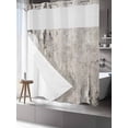 thumbnail image 3 of No Hook Shower Curtain with Snap-in Liner, Gray Brown Waterproof Fabric Bathroom Curtains, Vintage Shabby Texture Making Old Bath Curtains & Mesh Top Window 66"x72", 3 of 9