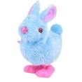 thumbnail image 1 of Blue Wind Up Curly Plush Rabbit Toy With Plastic Feet For Easter Baskets And Kids Entertainment, 1 of 4