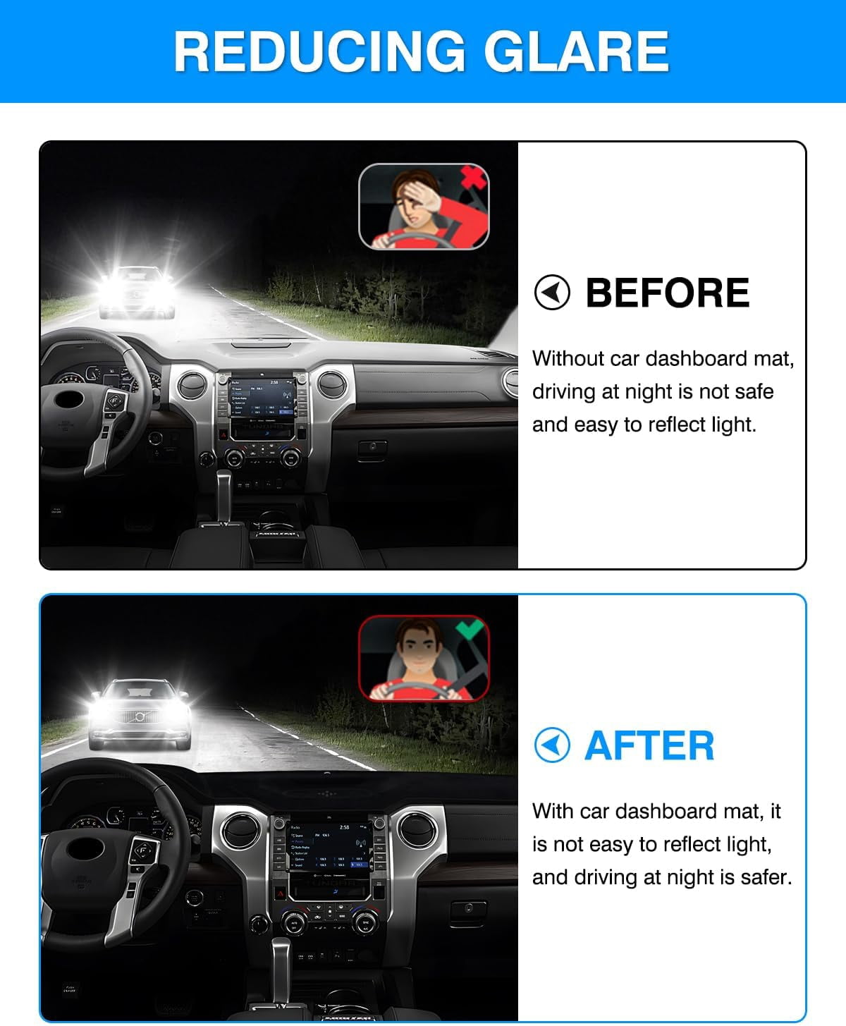 Canvcle Dashboard Cover Mat for 2015-2020 Chevy Chevrolet Tahoe/Suburban/GMC Yukon Accessories Dash Cover Flannel Dash Mat Sunshade Glare UV Rays Protector
