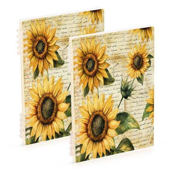 Wirebound Notebook Hardcover Spiral Notebooks Vintage Sunflowers, 60 Pages, 80 GSM, 5.7 x 8.3in
