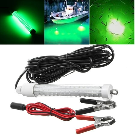 Squid Skirt Trolling Fishing Lure IP68 Super Bright 12V LED Deep Drop Underwater Attract Fish Squid Lure Lamp Submersible Fishing LED Light Night Bait Squid Fish Attracting Snook Green Light +6m/19.7FT Cable ()