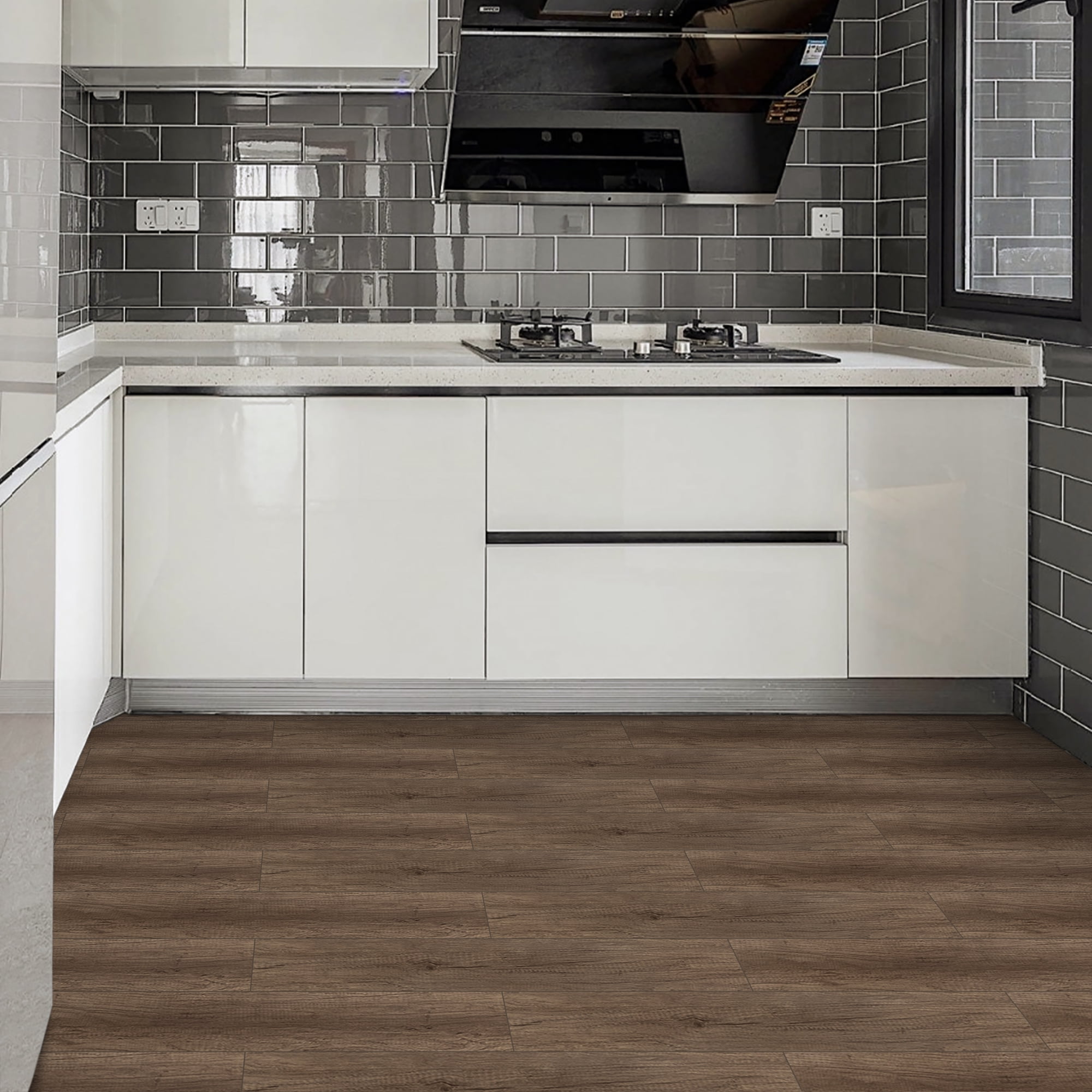 (3 pack) UMIGGEE 35-in x 5.7-in Peel and Stick Flooring Brown Wood Look Floor Tiles 10-Pcs Vinyl Flooring Self-Adhesive Flooring For Kitchen Laminate Flooring Home Decoration (13.8 Sq. ft./Pack)