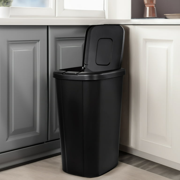 Hefty Kitchen Trash Can, 13.3-Gallon, Touch Lid Garbage Bin, Black