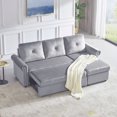 thumbnail image 2 of Grey Sectional Sofa Bed, SEGMART 83.46" x 53.54" x 34" Contemporary Couch Soft Upholstery Sofa Beds with Chaise with Pull-Out Storage Chaise and Solid Frame for Living Room, 900lbs, Grey, S1758, 2 of 9