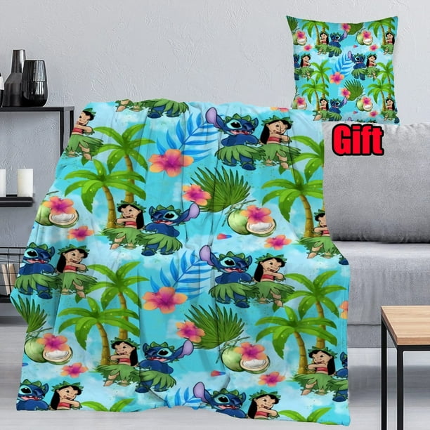 Disney Stitch Throw Blanket With Pillow Cover Flannel Sofa Blankets For