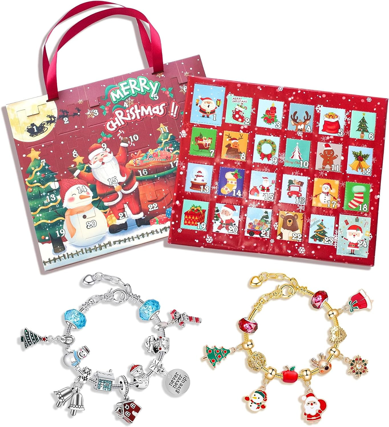 24 Days Christmas Countdown Advent Calendar Bracelets Kits @ Rita's Unique  Boutique