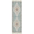 thumbnail image 6 of Hauteloom Bohdan Bohemian Hand Loomed Vintage Medallion Area Rug - Oriental Fade Look Traditional Floral Carpet for Living Room, Bedroom, Dining Room - Tasseled - Teal, Aqua, Peach - 2' x 3', 6 of 6
