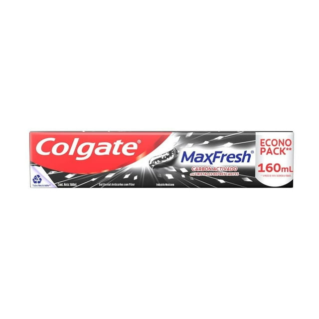 Pasta dental Colgate Max Fresh carbón activado con cristales refrescantes 160 ml
