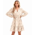 thumbnail image 2 of Women'S Casual Long Sleeve Babydoll Flowy Dress V Neck Swing Party Mini Dress Color M, 2 of 9