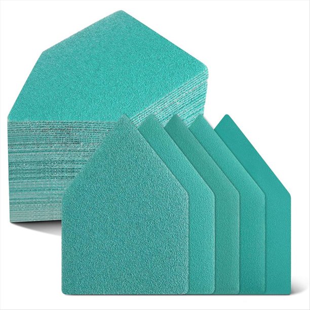 50 Hojas de Lija Triangulares para Lijadora de Detalles, Compatibles con Lijadoras , Grano 80, 120, 150, 180 y 240 (10 de Cada una).