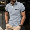 thumbnail image 1 of pstuiky camisetas para hombre, Camisa tipo jersey para hombre, de color liso, con cremallera, manga corta y cuello vuelto camisas casuales para hombre xxxl, 1 of 6