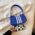 thumbnail image 3 of Bolso de viaje para mujer, bolsos de mano pequeños a rayas Oxford, bolsos de diseño simples informales, 3 of 7