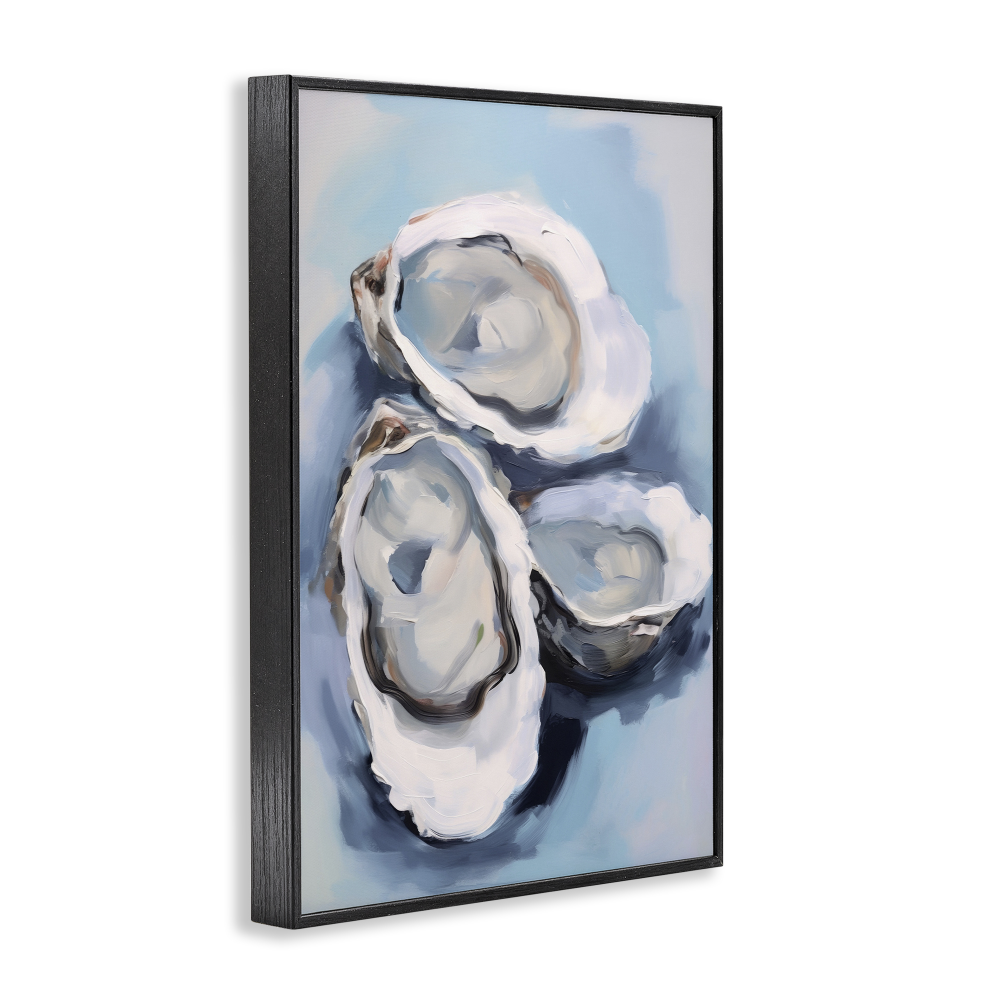 Stupell Industries Three Oyster Seashells Animals & Insects Painting Black Framed Art Print Wall Art, 16 x 24