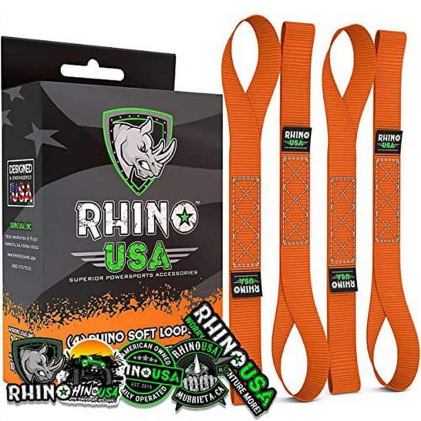 Rhino USA Soft Loop Motorcycle Tie-Down Straps (4PK) - 10,427lb Max Break  Strength 1.7 x 17 Heavy-Duty Tie Downs for use w/Ratchet Strap (Black