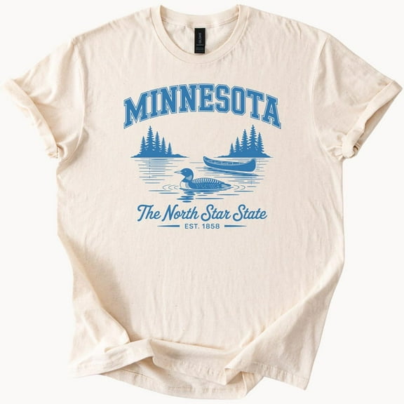 Kiraa Tee With Minnesota Loon Canoe Lake Graphic Tee North Star State T-Shirt Birthday Gifts; For Men & Women