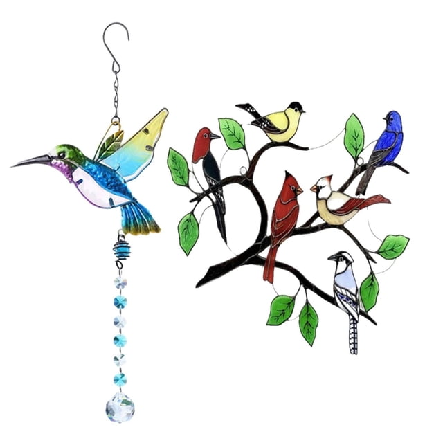 Colgante Windchime,Pájaro para prisma de vidriera de ventana,Fabricante de arcoíris de bola de cristal,Window Prism Rainbow Maker Decoración colgante de jardín,Inicio Colgantes del porche