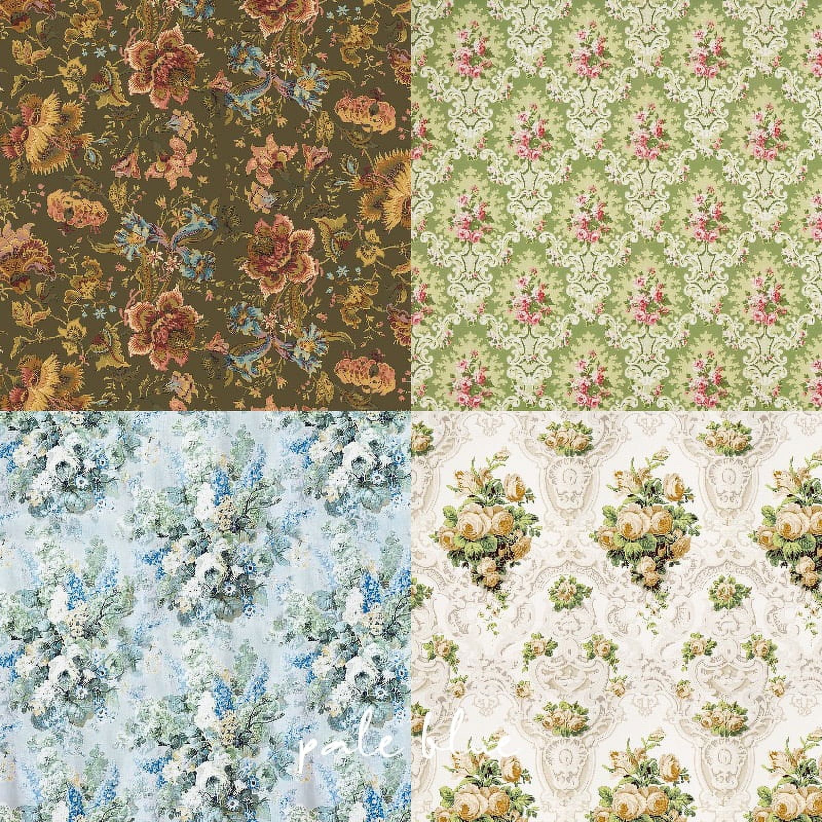 6-Inch Vintage Scrapbook Background Paper - Floral, Distressed, Pink Rose, and Red Rose Designs for Junk Journals